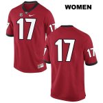 Women's Georgia Bulldogs NCAA #17 Matthew Downing Nike Stitched Red Authentic No Name College Football Jersey NTQ0554DB